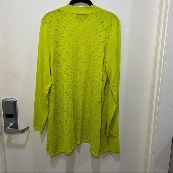 Lane Bryant Green Knit Open-Front Long Sleeve Open Front Cardigan Size 14/16 - Picture 6 of 11